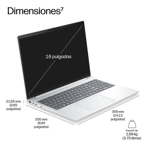HP EB 8 G2I 16 AI U7 356H 32GB/1T PC Intel Core Ultra 7 Portátil 40,6 cm (16") WUXGA LPDDR5x-SDRAM 1 TB SSD Wi-Fi 7 (802.11be) Windows 11 Pro Pla