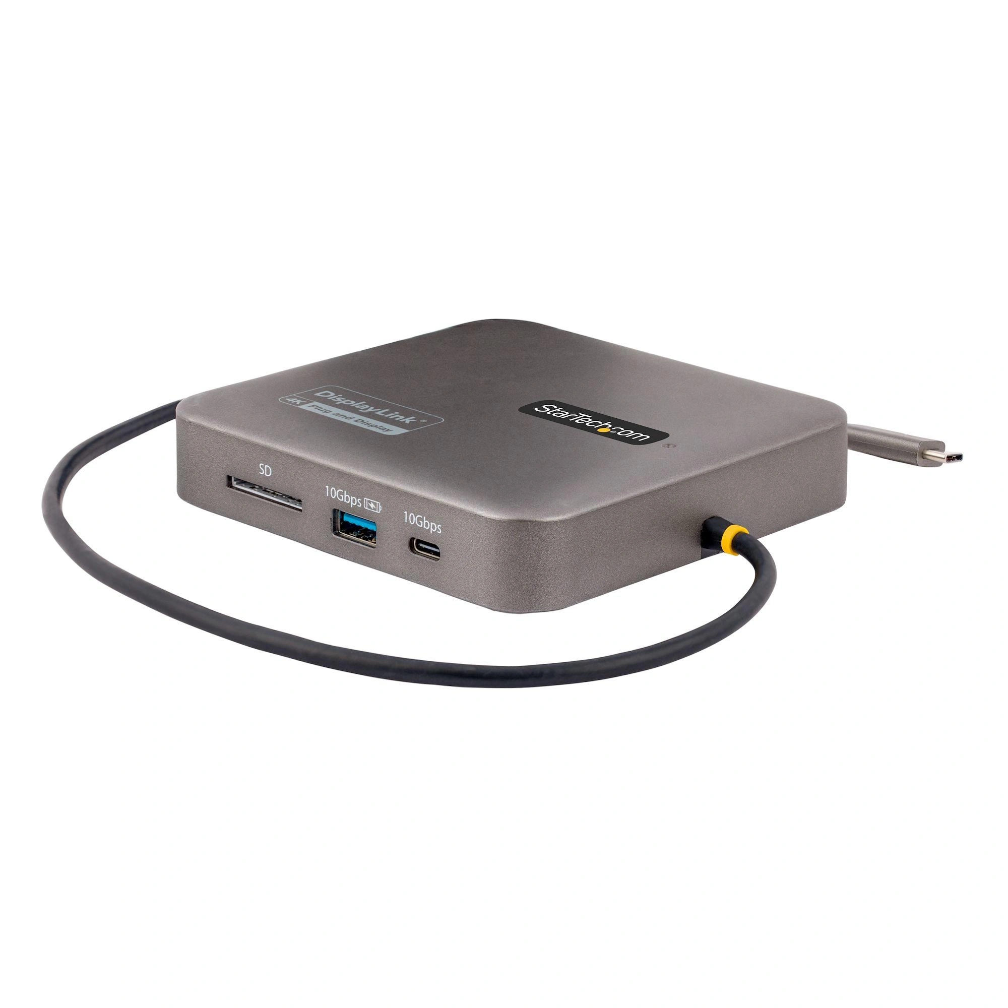StarTech.com Adaptador Multipuertos USB C - HDMI Doble 4K 60Hz - Hub Ladrón USB 10Gbps de 2 Puertos USB-C/USB-A - PD100W - GbE - SD - Dock de Via