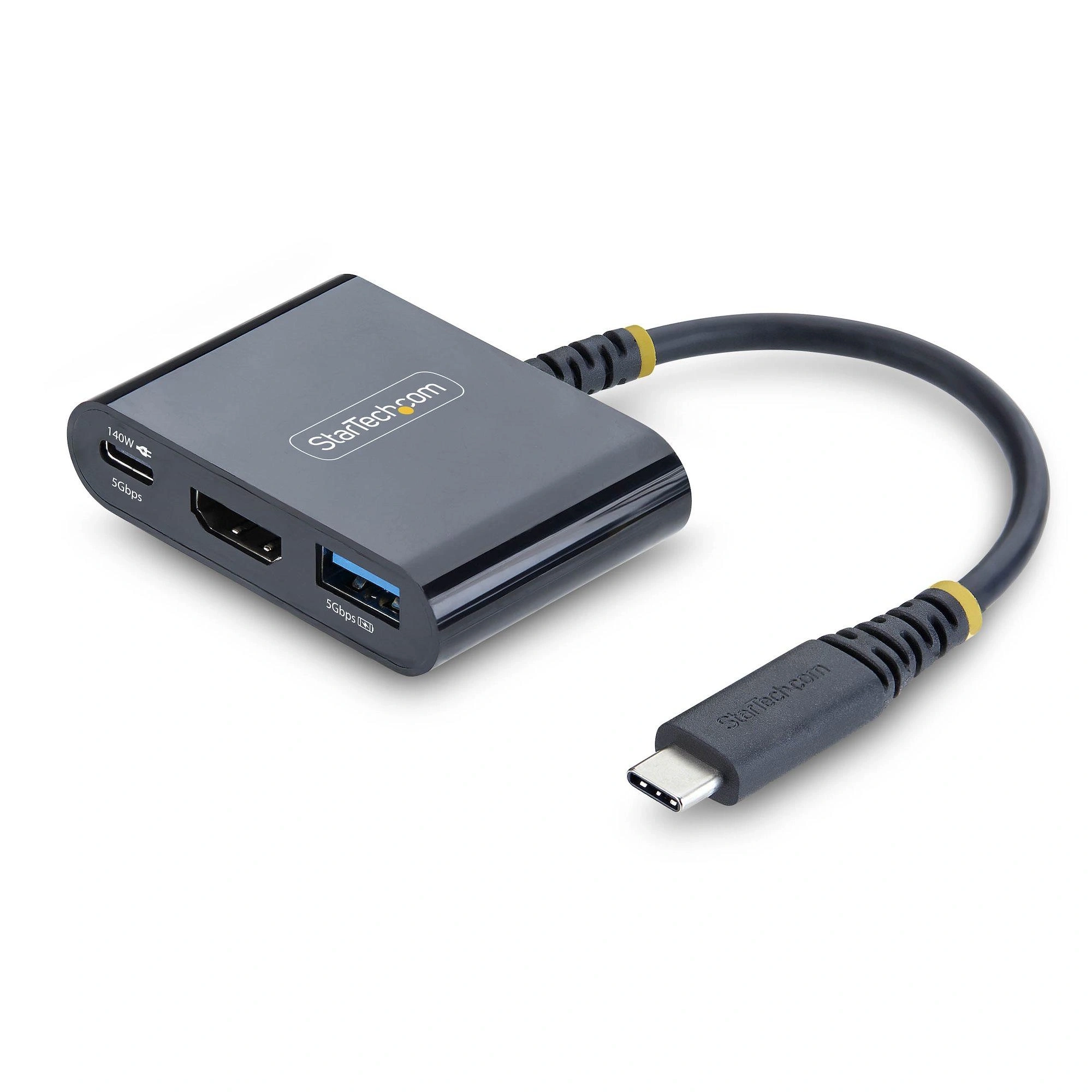 StarTech.com Dock Hub Multipuertos USB Tipo C a HDMI - Adaptador Multipuertos USB-C a HDMI - Carga de 140W - Hub Ladrón USB de 5Gbps - HDMI 4K60H