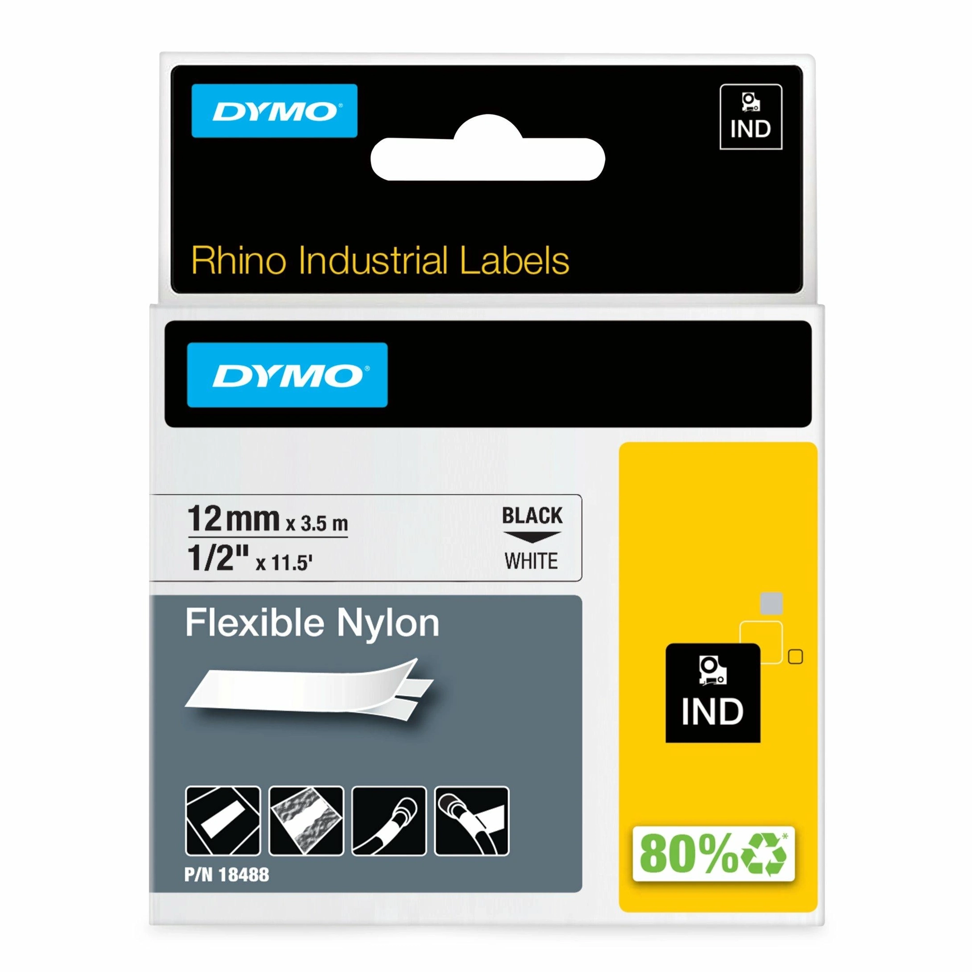 DYMO Nylon flexible IND - 12 mm x 3,5 m BW