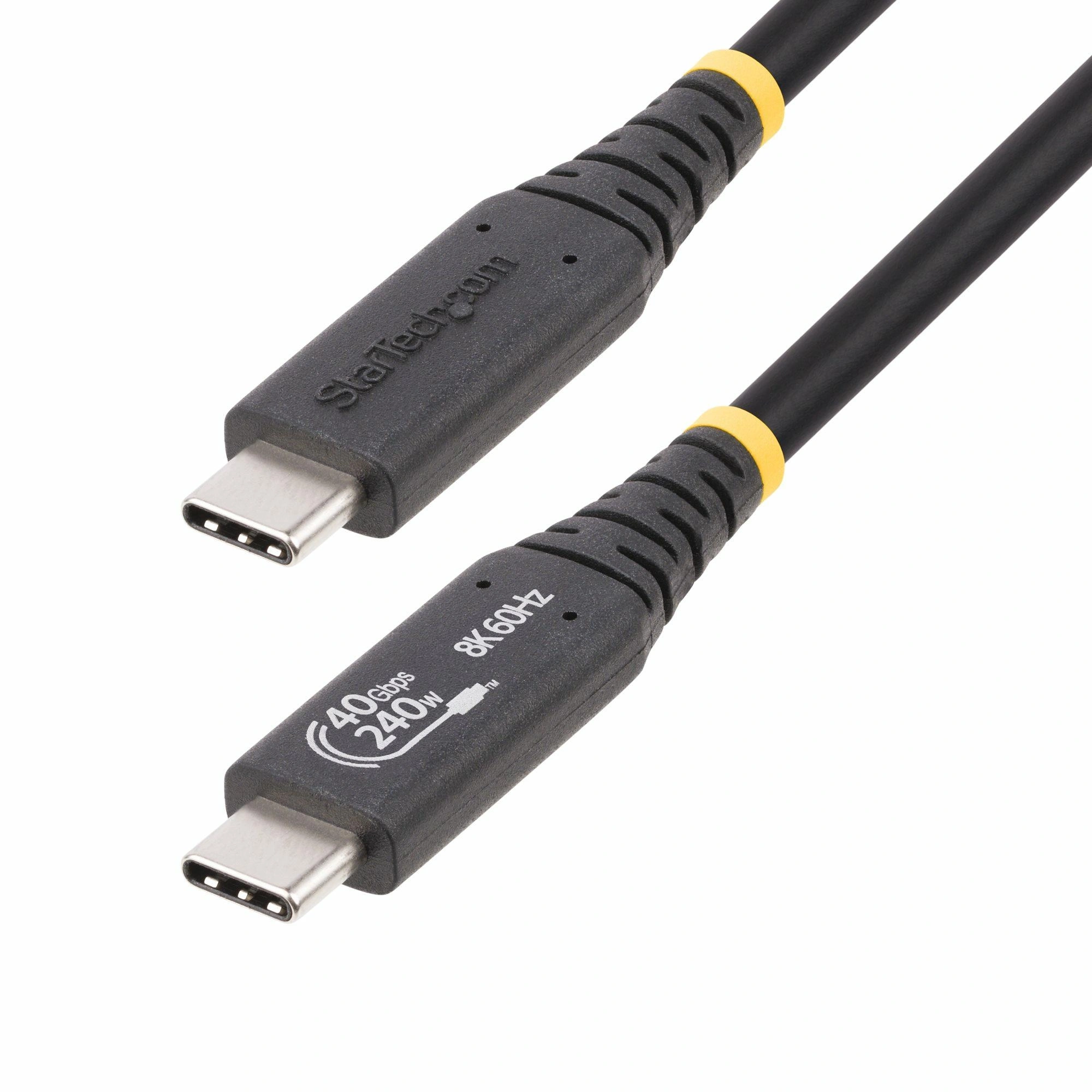 StarTech.com Cable USB4 de 1m - Cable USB Tipo C Certificado USB-IF - Cable USB-C de 40G - PD 3.1 EPR de 240W - 8K 60Hz - Compatible con Puertos
