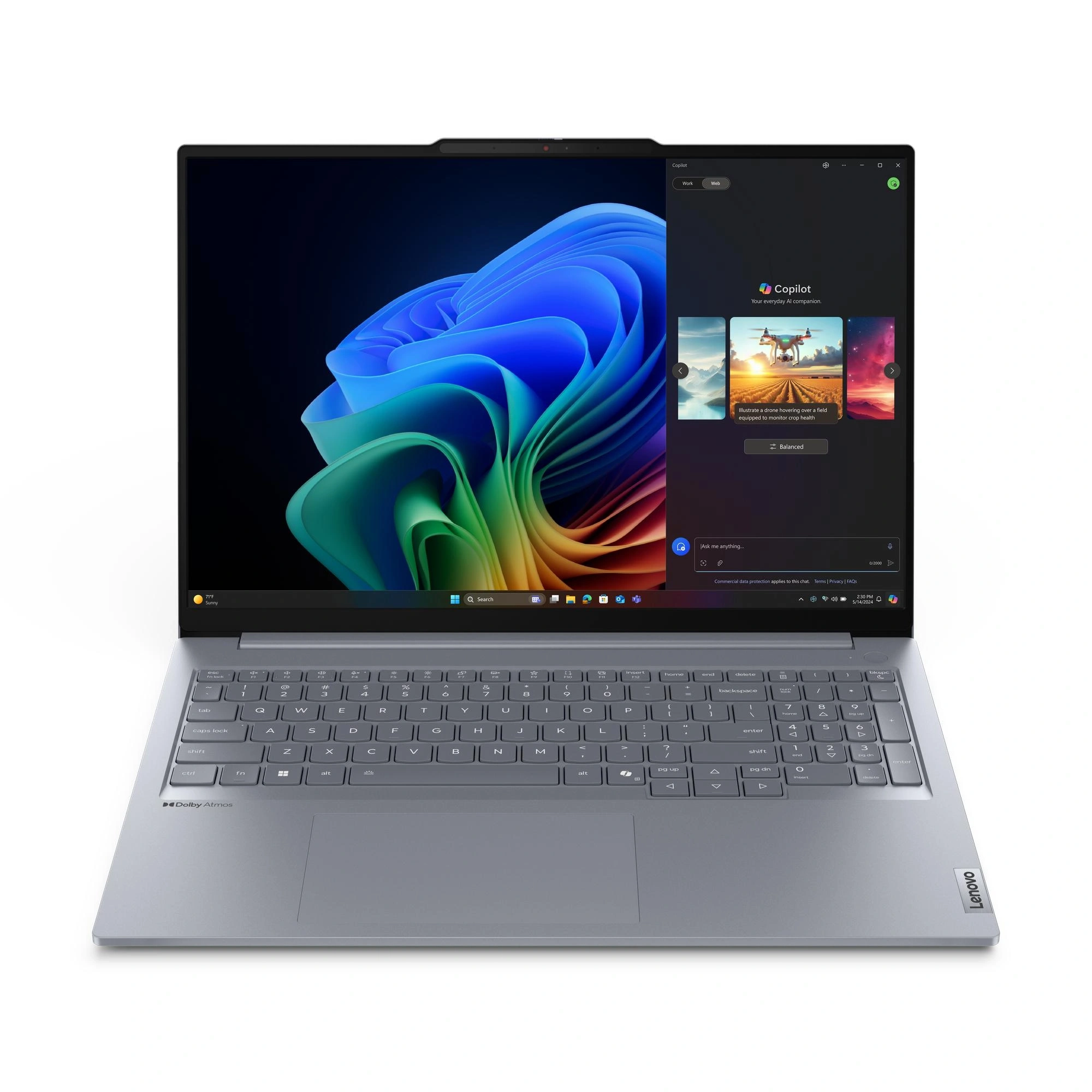 Lenovo ThinkBook 16 G7 QOY Copilot+ PC Qualcomm Snapdragon X1P-42-100 Portátil 40,6 cm (16") WUXGA 32 GB LPDDR5x-SDRAM 1 TB SSD Wi-Fi 7 (802.11be) Windows 11 Pro Español Gris