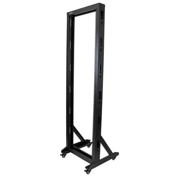 StarTech.com Rack 42U de Marco Abierto de 2 Columnas para Servidores - Rack de Dos Columnas de 19 Pulgadas con Ruedas para Equipo de Redes e Informático - para Espacios Angostos