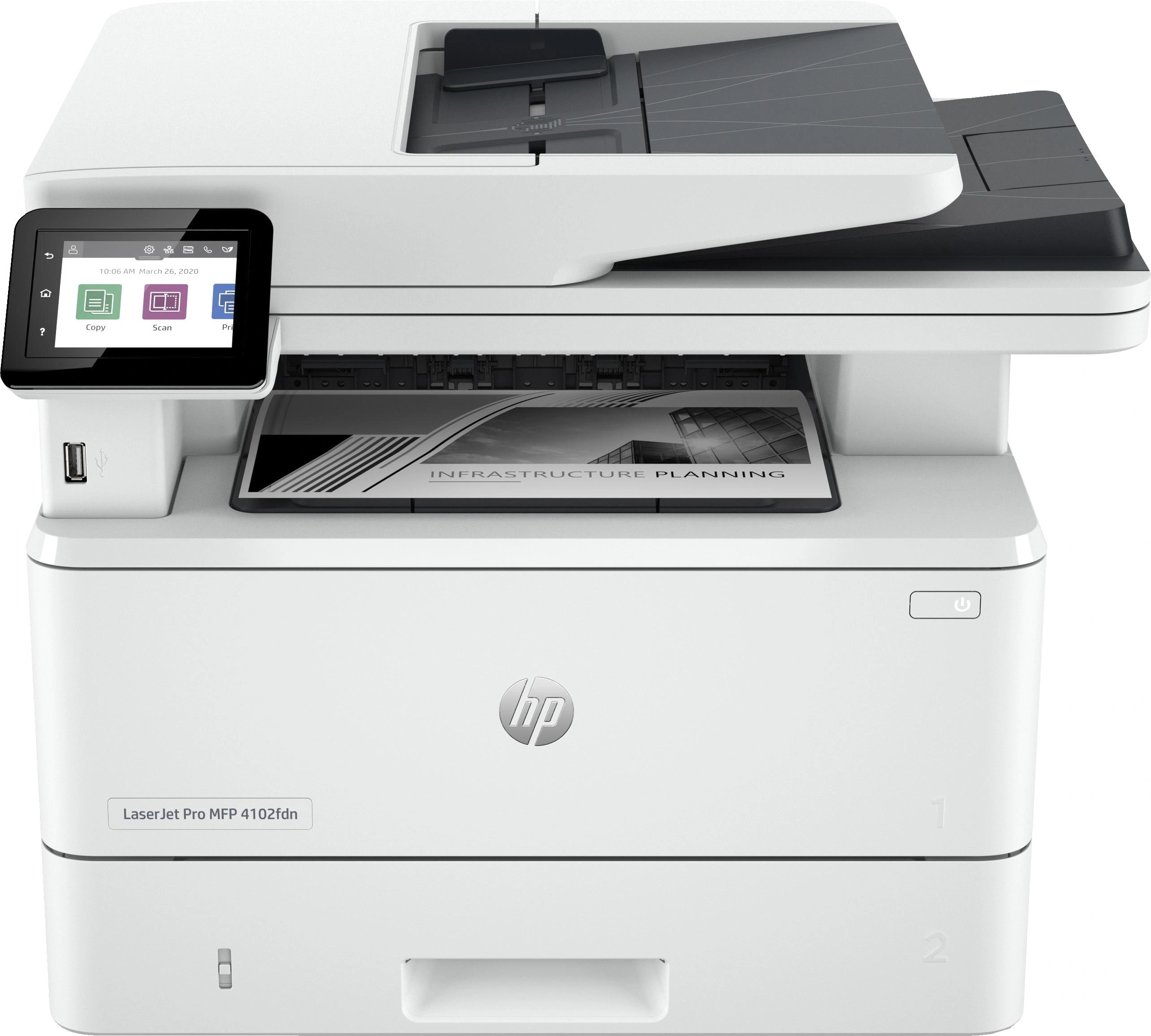 HP LaserJet Pro 4102fdn Multifunction Blanco y negro Impresora, Solo Ethernet; Fotocopiadora, escáner