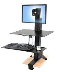 Ergotron WorkFit-S, Single LD with Worksurface+ Negro Panel plano Carro para administración de tabletas