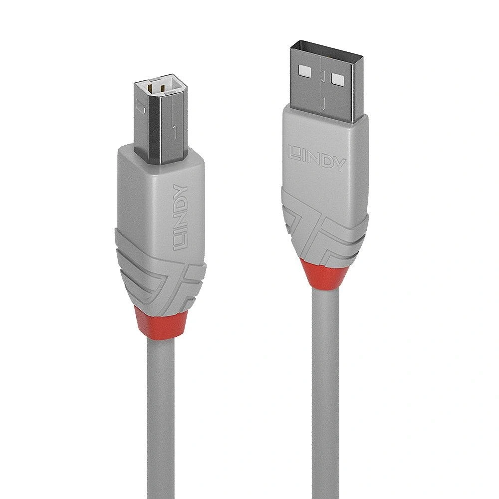 Lindy 36683 cable USB USB 2.0 2 m USB A USB B Gris