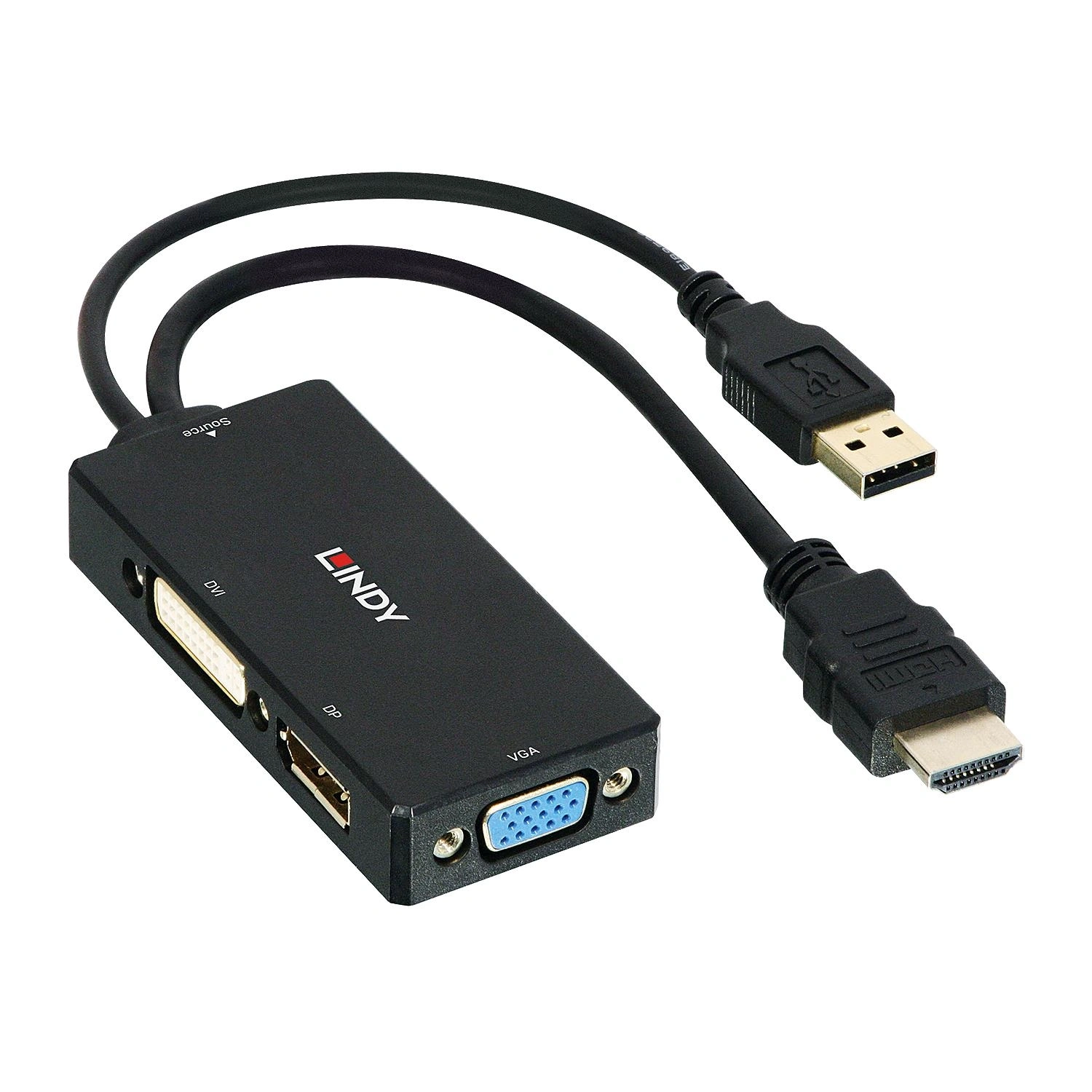 Lindy 38182 adaptador de cable de vídeo 0,15 m Negro