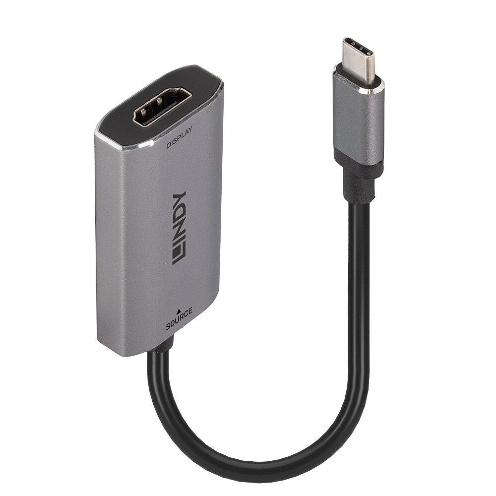 Lindy 43327 adaptador de cable de vídeo 0,11 m USB Tipo C HDMI Negro, Gris