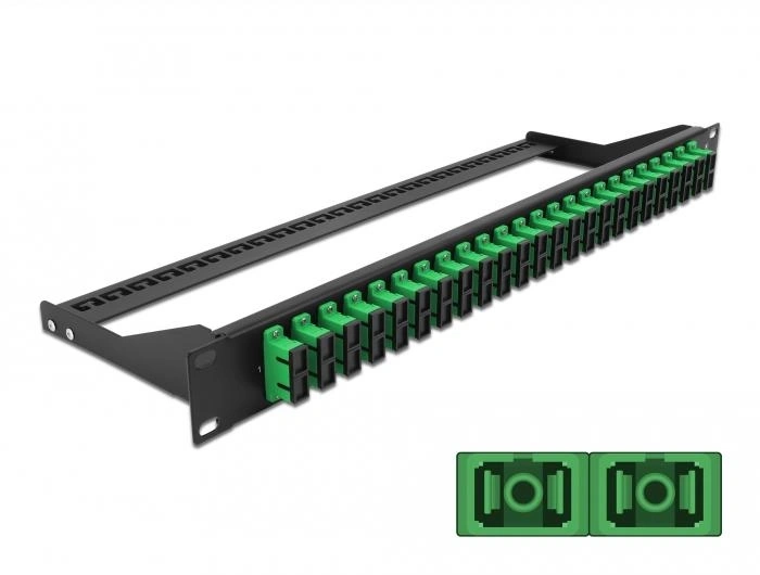 DeLOCK Panel de parches de fibra 19″ 24 puertos SC Duplex verde