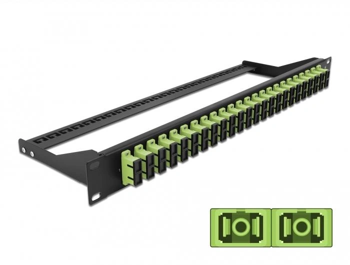 DeLOCK Panel de parches de fibra 19″ 24 puertos SC Duplex verde lima
