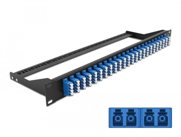 DeLOCK Panel de parches de fibra 19″ 24 puertos LC Quad azul