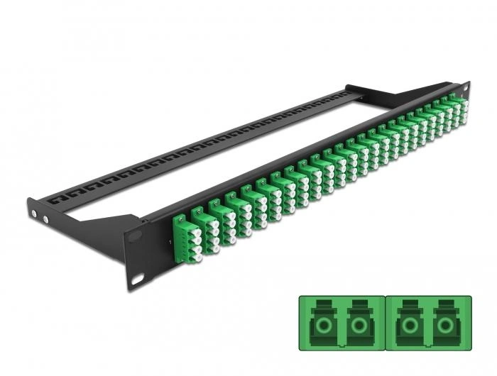DeLOCK Panel de parches de fibra 19″ 24 puertos LC Quad verde