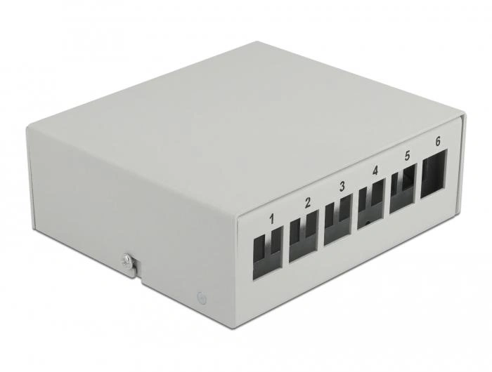 DeLOCK Panel de conexiones Keystone de 6 puertos gris