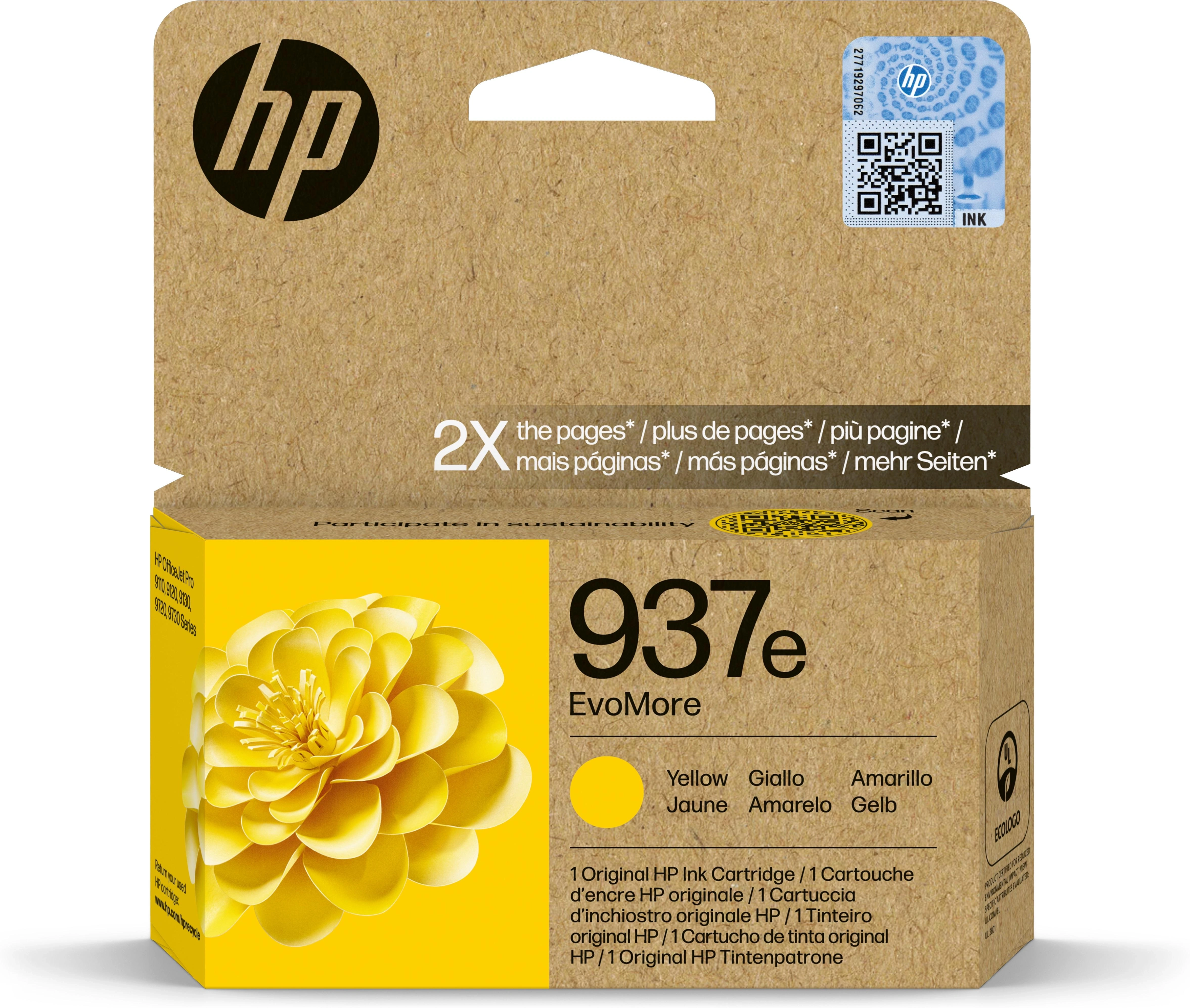 HP Cartucho de Tinta Original EvoMore 937e amarilla