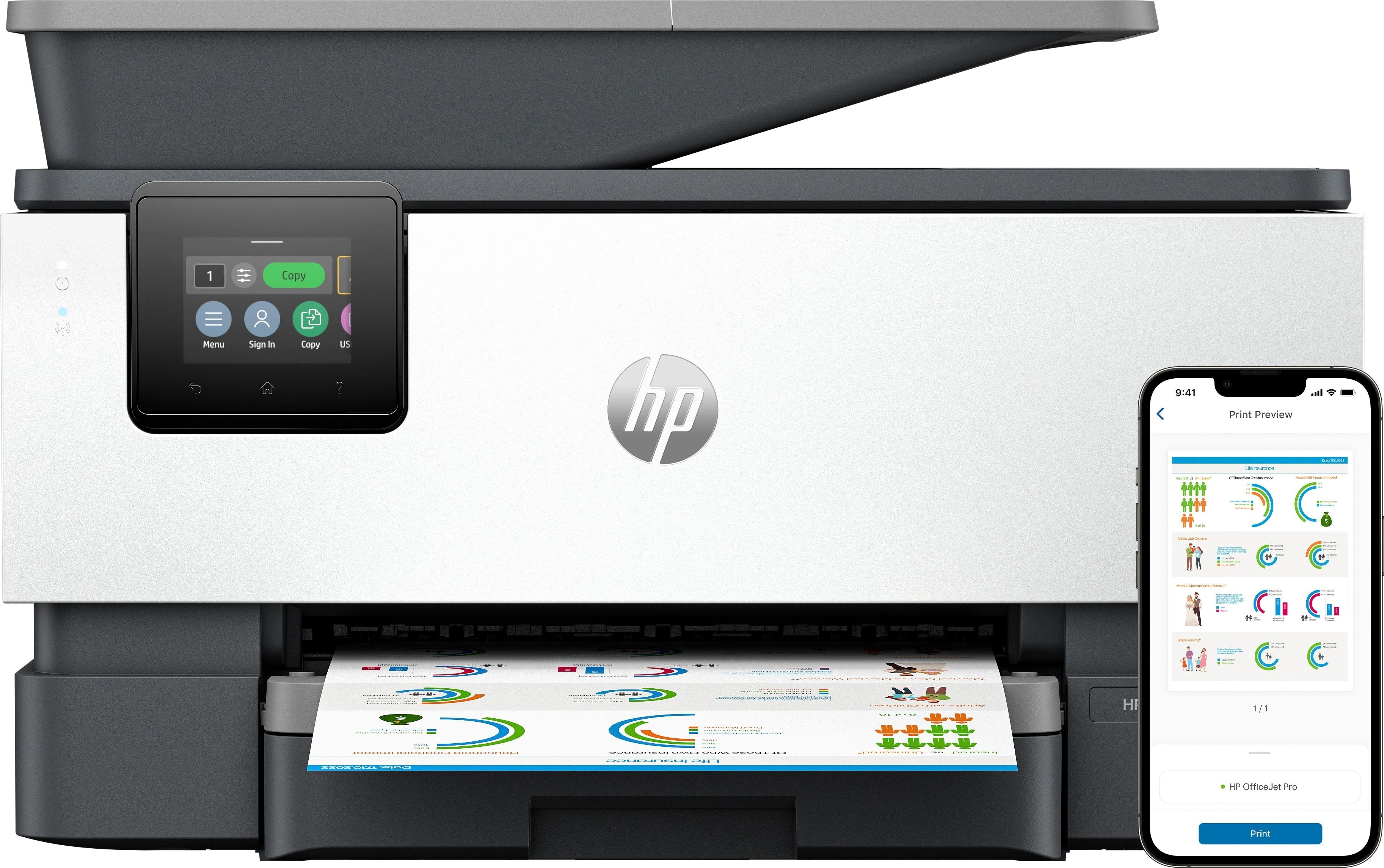 HP OfficeJet Pro 9120b Inalámbrico All-in-One Color Impresora, Impresión a doble cara; Copiadora y escáner