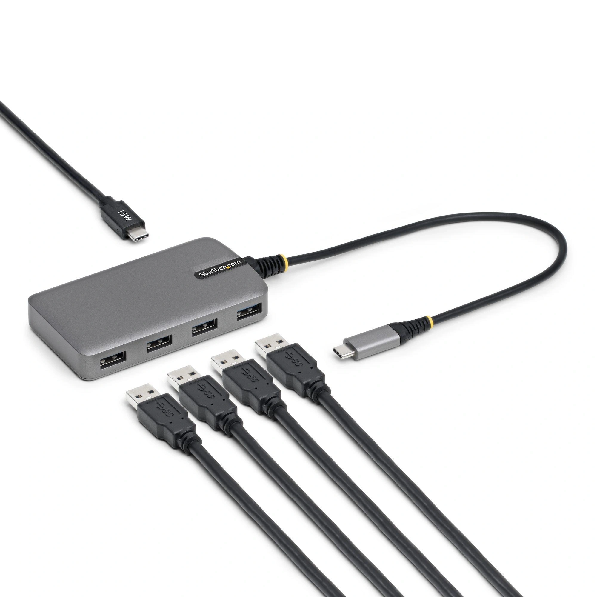 StarTech.com Hub USB-C de 4 Puertos USB-A - Ladrón USB USB Tipo C a USB-A - Concentrador USB 3.0 Portátil de 5Gb - Alimentado por el Bus - Entrad