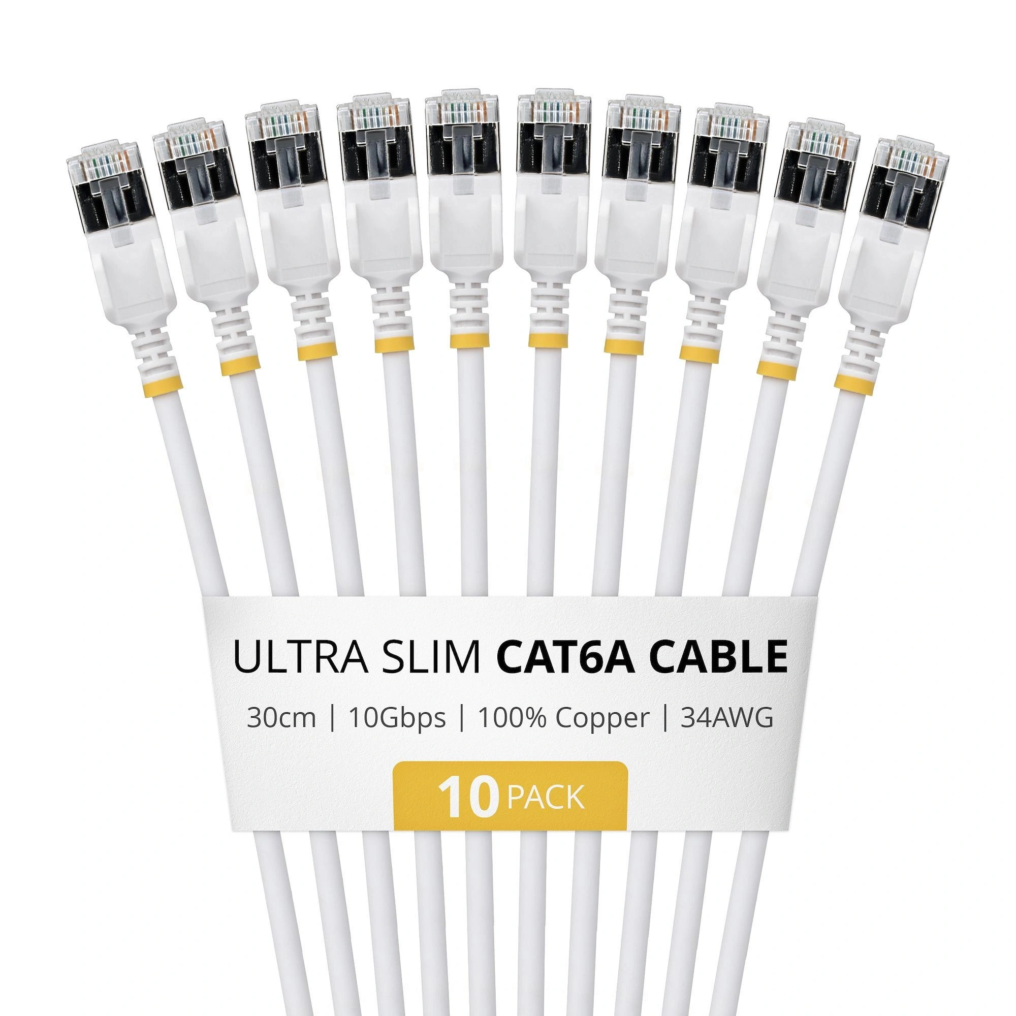 StarTech.com 6ASTP34WHS30CM10PK cable de red Blanco 0,3 m Cat6a U/FTP (STP) Alrededor
