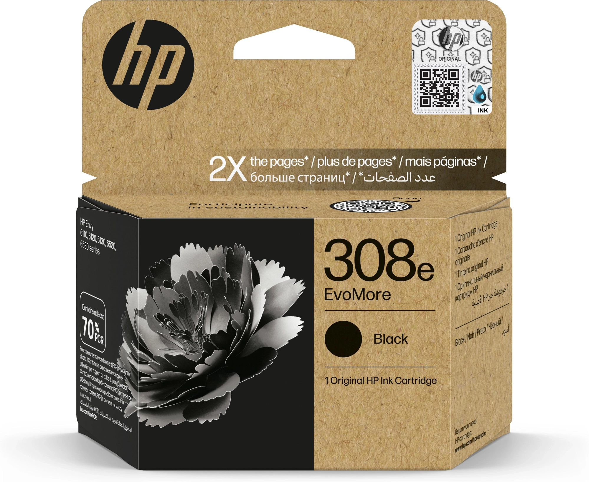 HP Cartucho de Tinta Original EvoMore 308e negra