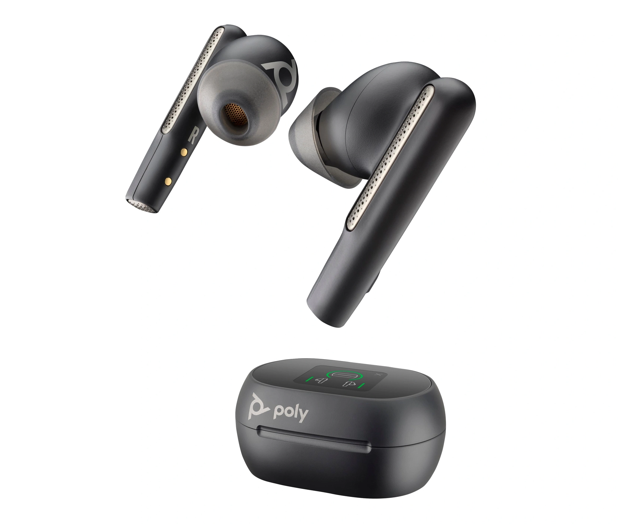 HP Poly Intrauriculares Poly Voyager Free 60+ UC M color Negro Carbono +Adaptador USB-C BT700 +Estuche de carga con pantalla táctil