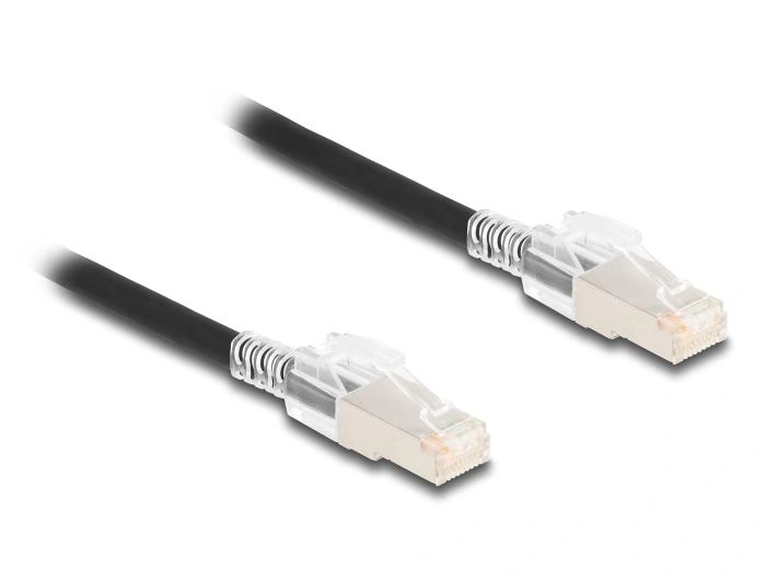 DeLOCK Cable de red RJ45 Cat.6A S/FTP con juego de clips de seguridad, 3 m, negro