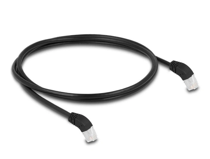 DeLOCK Cable de red RJ45 Cat.6A S/FTP acodado 45° hacia abajo 1 m negro