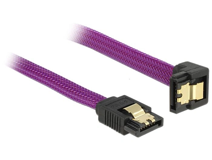 DeLOCK 83696 Cable de SATA 0,5 m Púrpura - Cable SATA (0,5 m, SATA III, Male Connector/Male Connector, Púrpura, Derecho)