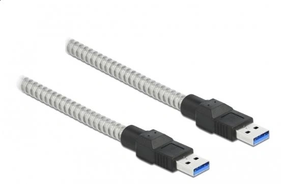 DeLOCK Cable USB 3.2 Gen 1 de Tipo-A macho a Tipo-A macho con cubierta metálica 1 m