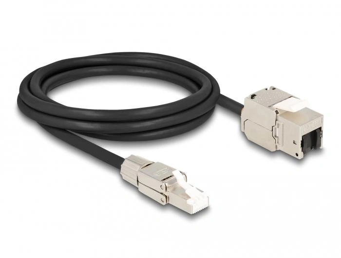 DeLOCK Cable RJ45 macho montaje en campo a Módulo Keystone RJ45 hembra Cat.6A de 2 m