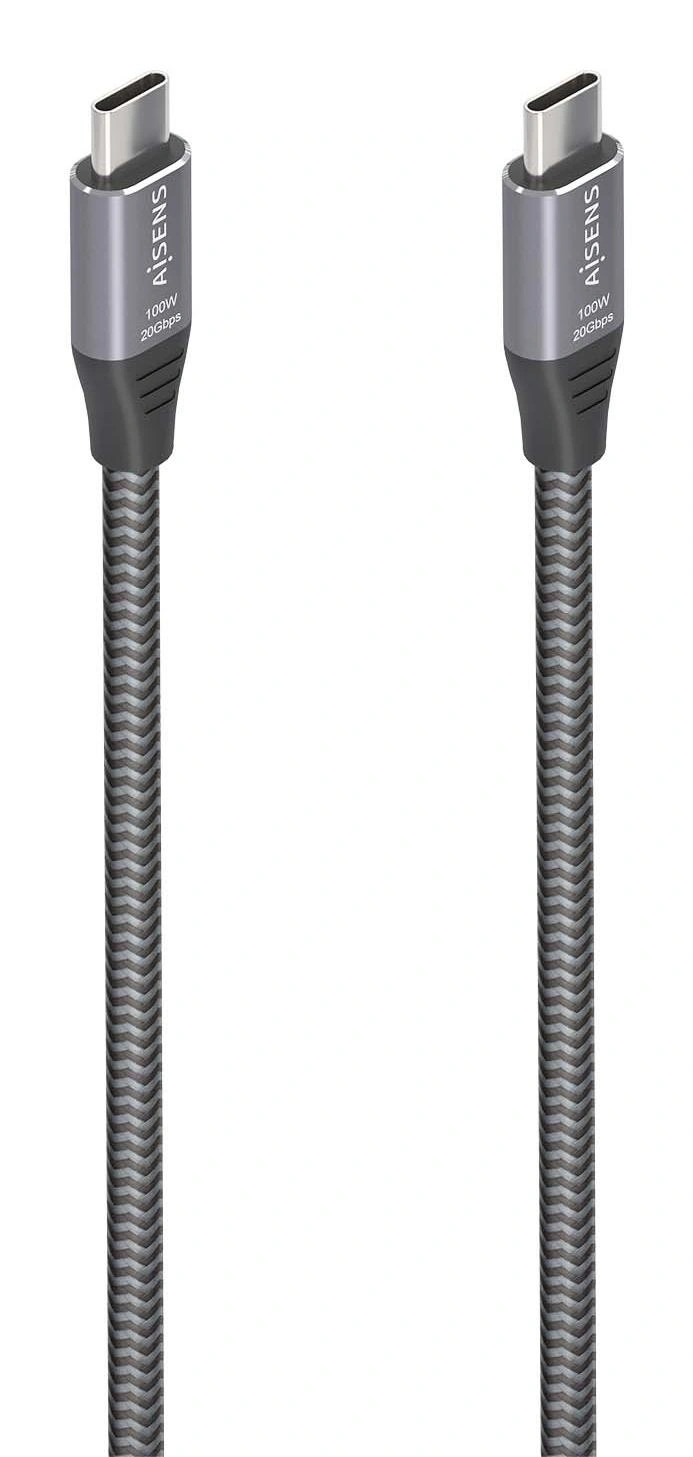 AISENS Cable USB 3.2 Gen2x2 Aluminio 20Gbps 8K@30Hz 5A 100W E-Mark, Tipo USB-C/M-USB-C/M, Gris, 3.0m