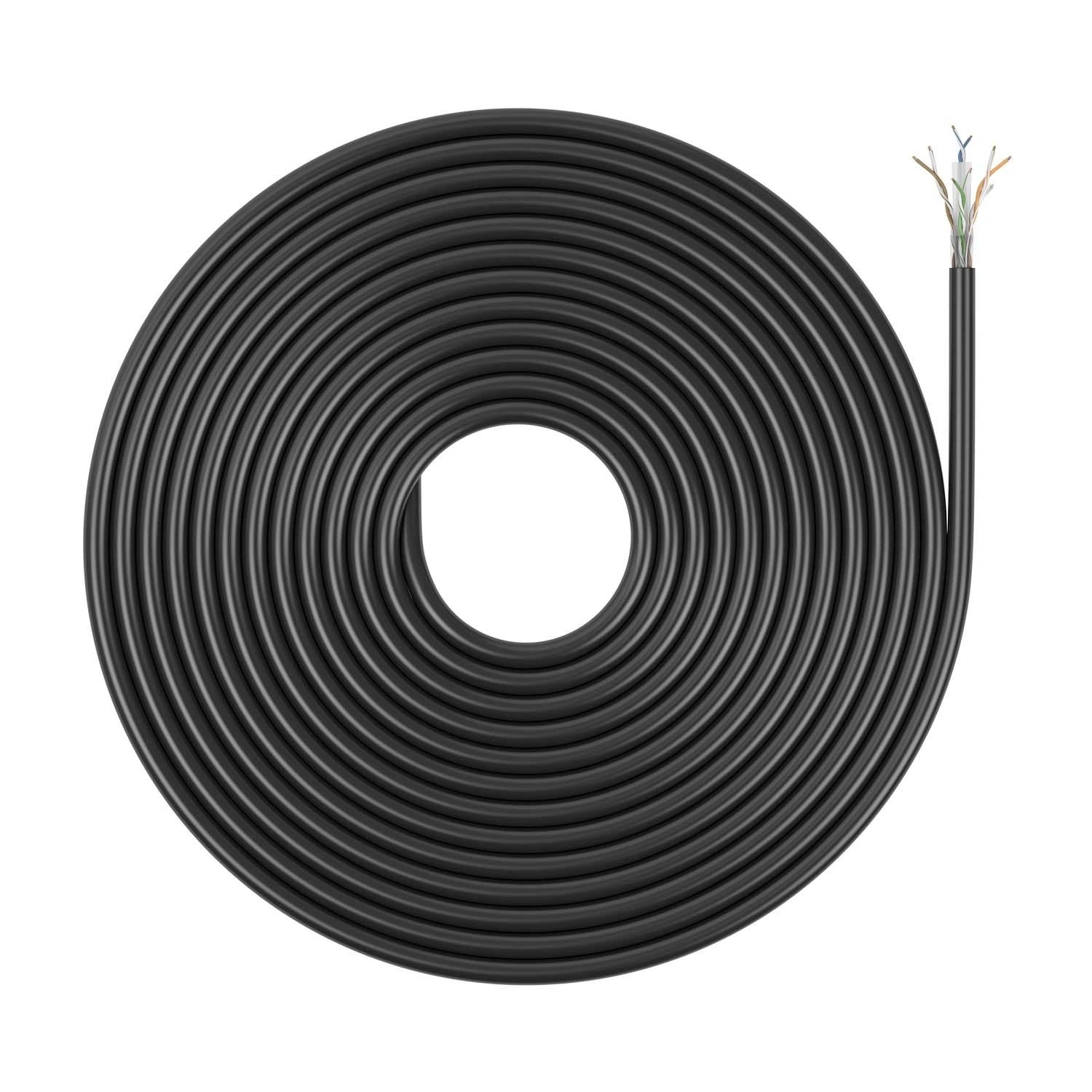 AISENS Cable de Red Exterior Impermeable RJ45 Cat.6 UTP Rígido CCA AWG23, Negro, 305M
