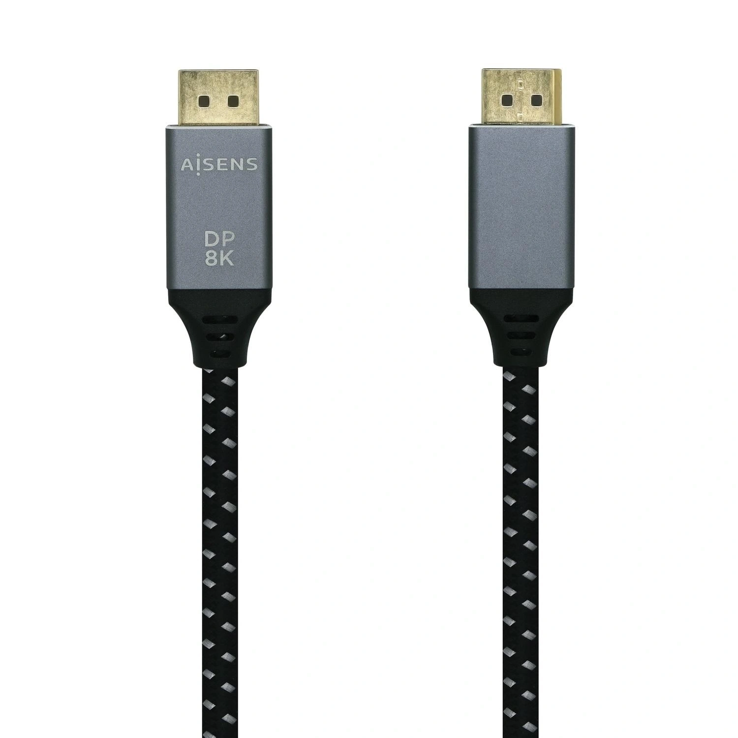 AISENS Cable Displayport V1.4 8k@60hz, DP/M-DP/M, Gris/Negro, 1.0m