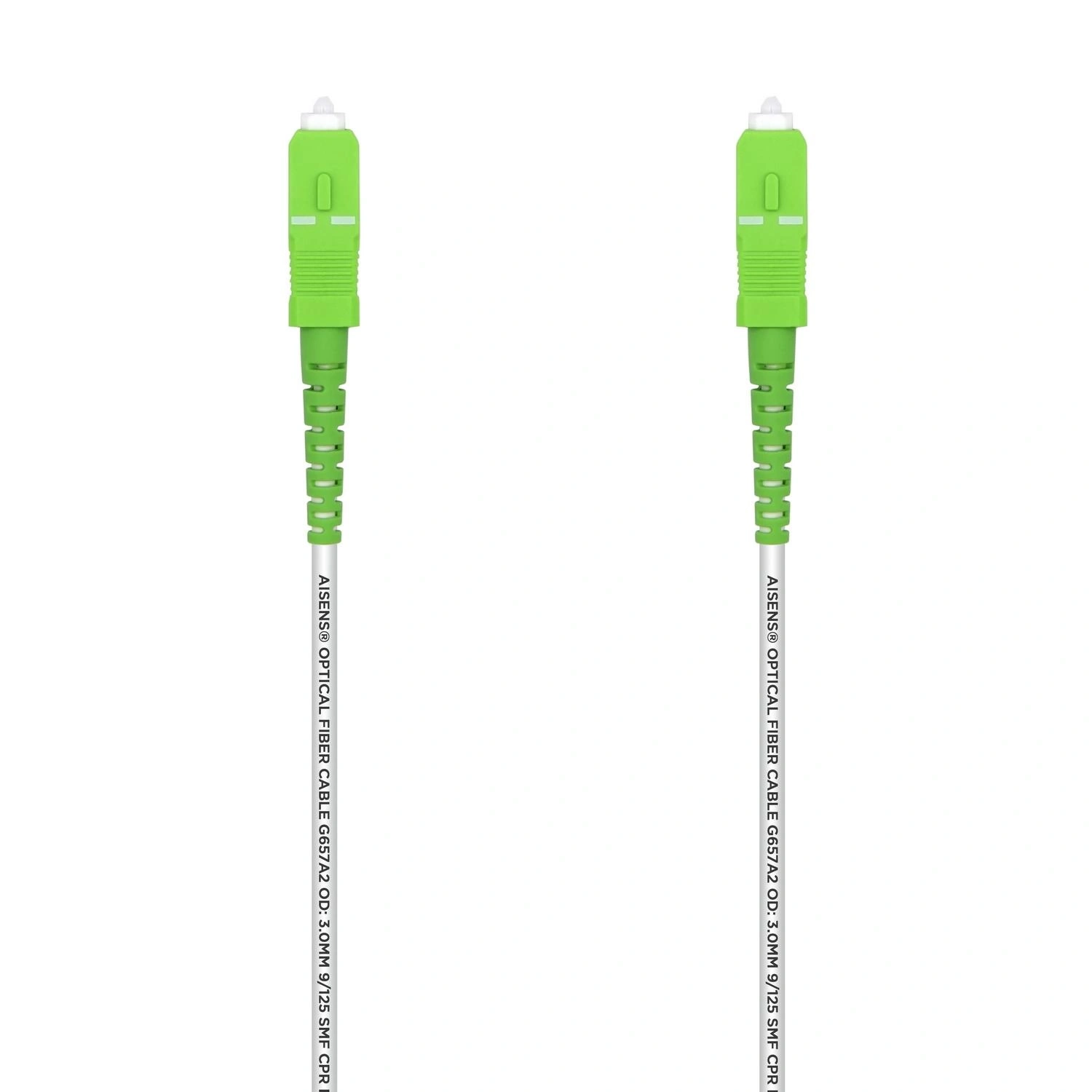 AISENS Cable Fibra Óptica Latiguillo G657A2 3.0 9/125 SMF Simplex CPR DCA LSZH, SC/APC-SC/APC, Blanco, 40 m