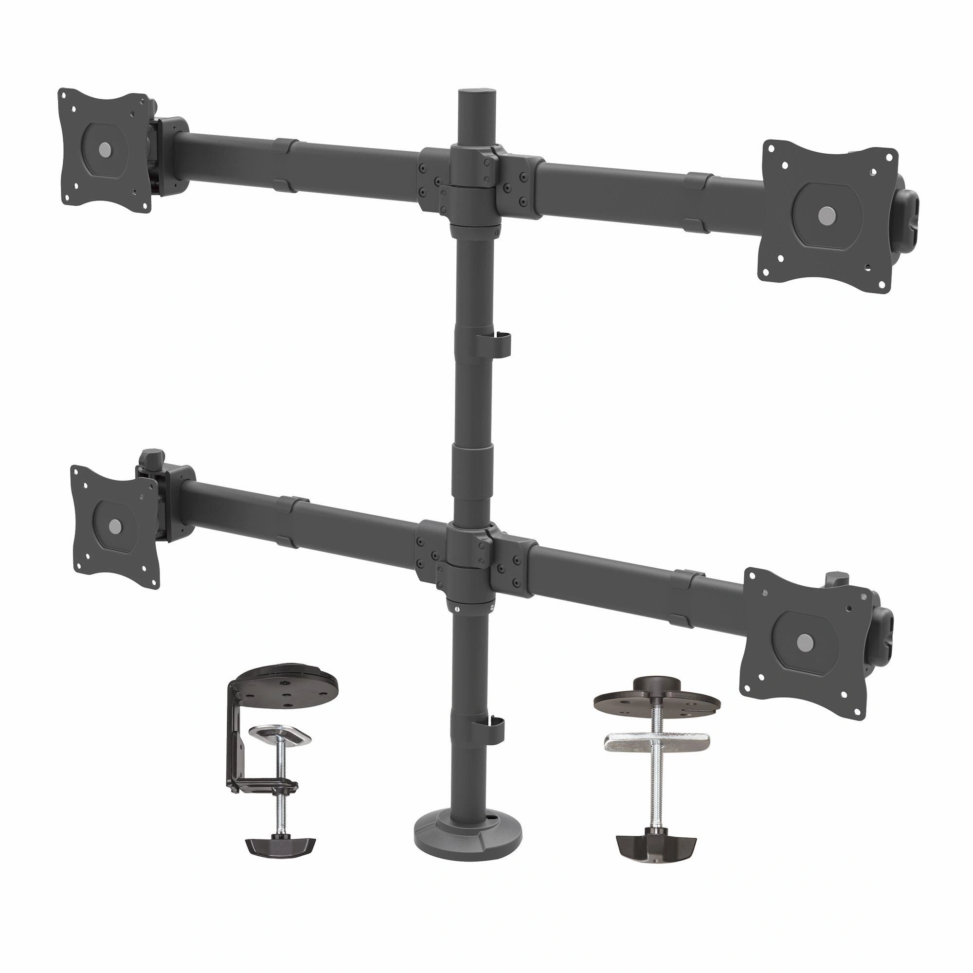 StarTech.com Brazo de Escritorio para 4 Monitores 2x2 de hasta 27" con Montaje VESA- Soporte Ergonómico con Mástil, Articulado y Altura Ajustable