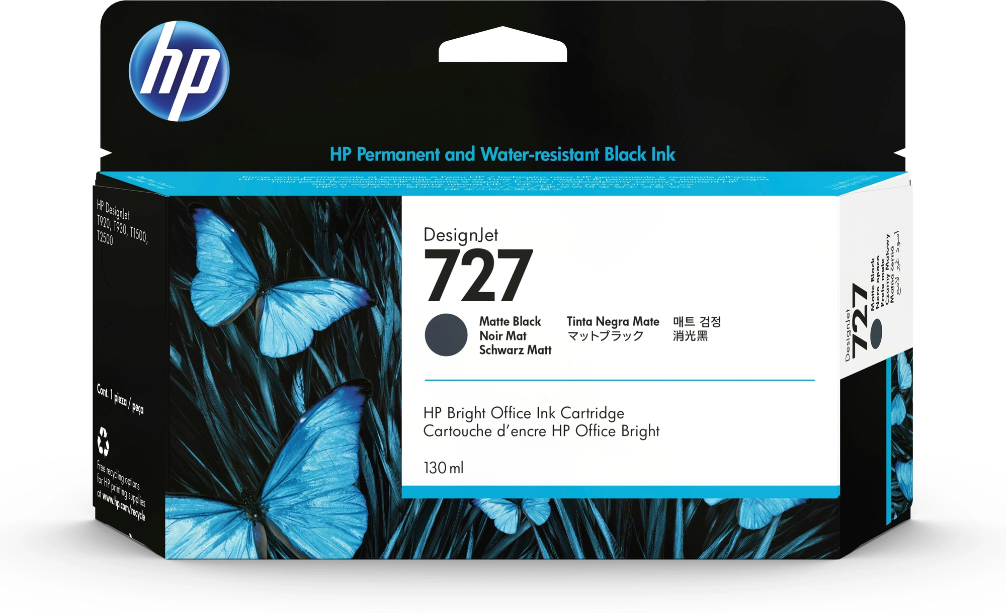 HP Cartucho de tinta DesignJet 727 negro mate de 130 ml