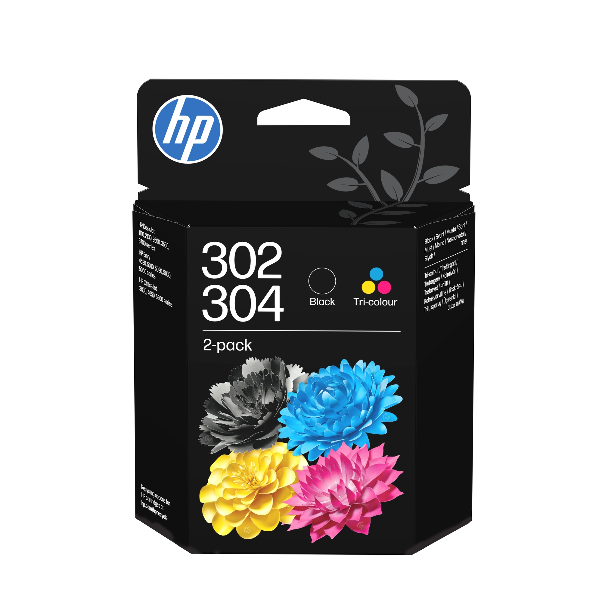 HP Paquete combinado de 2 cartuchos de tinta negra/tricolor 302/304