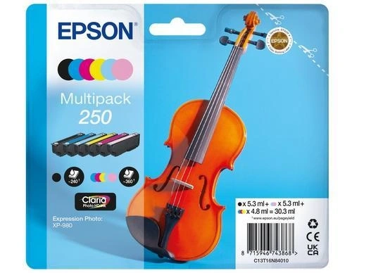 Epson 250 Violin Claria Photo HD cartucho de tinta 6 pieza(s) Original Negro, Cian, Cian claro, Magenta claro, Magenta, Blanco