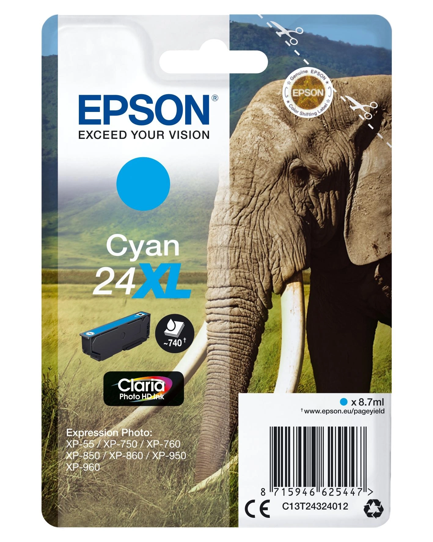 Epson Elephant Cartucho 24XL cian