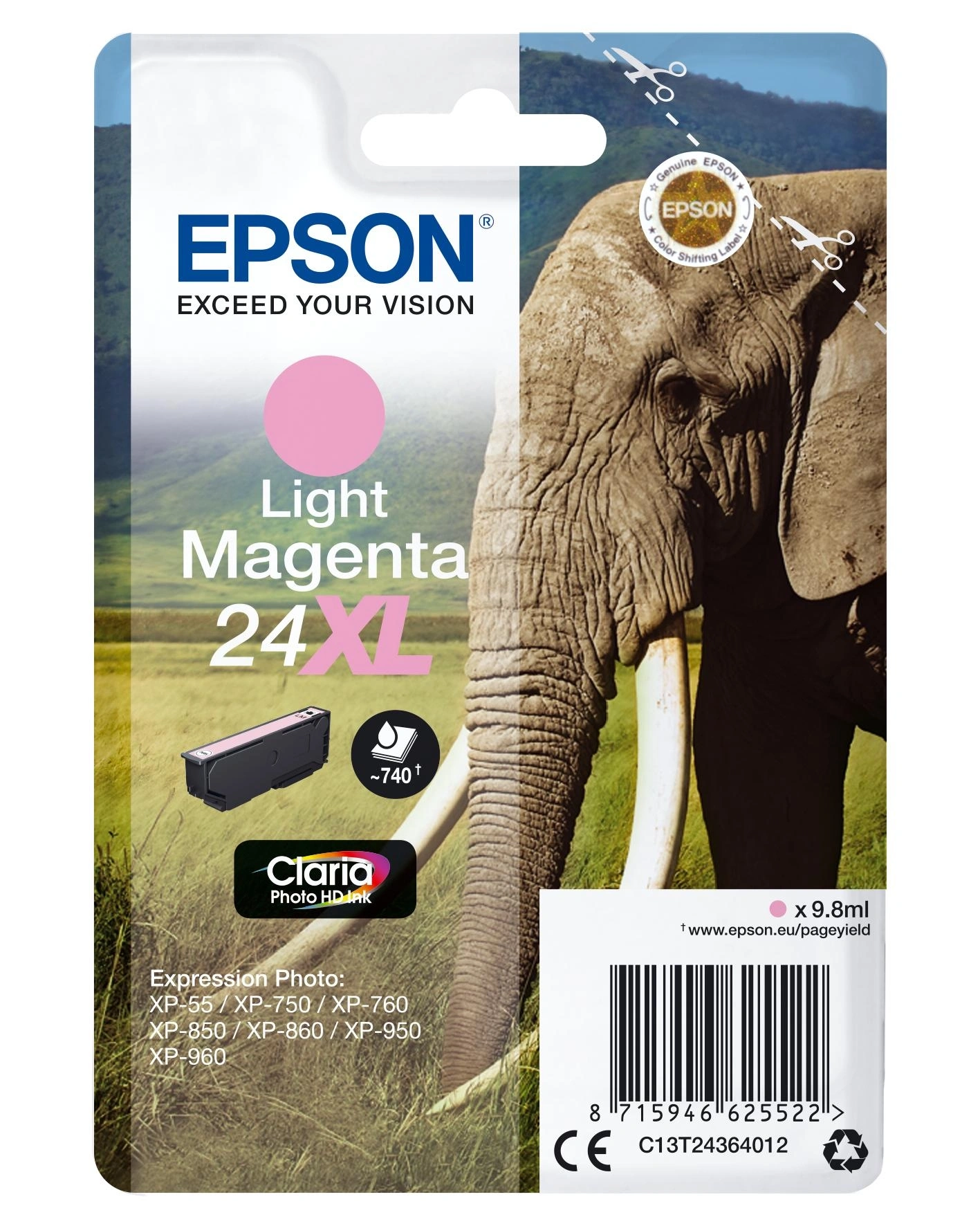 Epson Elephant Cartucho 24XL magenta claro