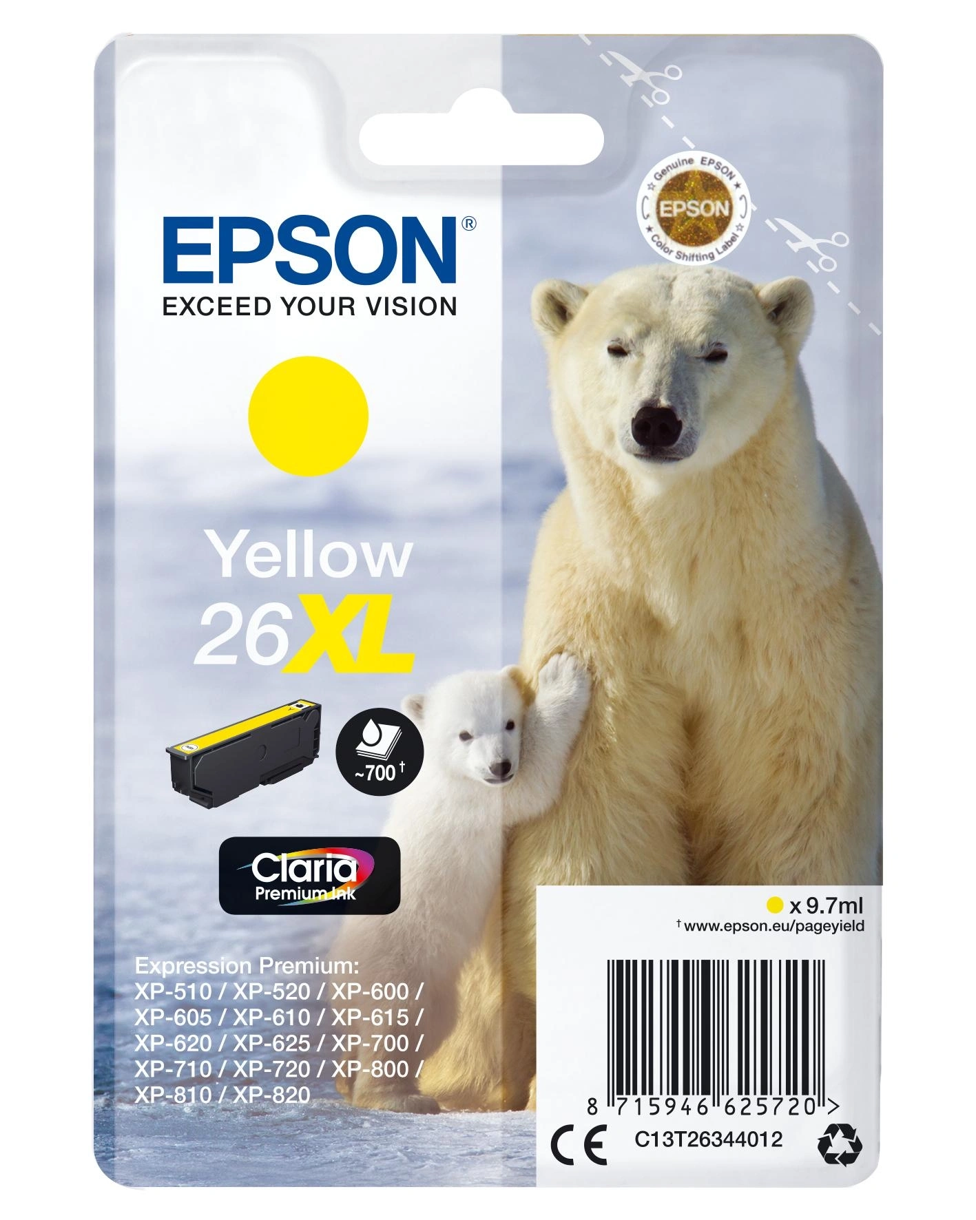Epson Polar bear Cartucho 26XL amarillo