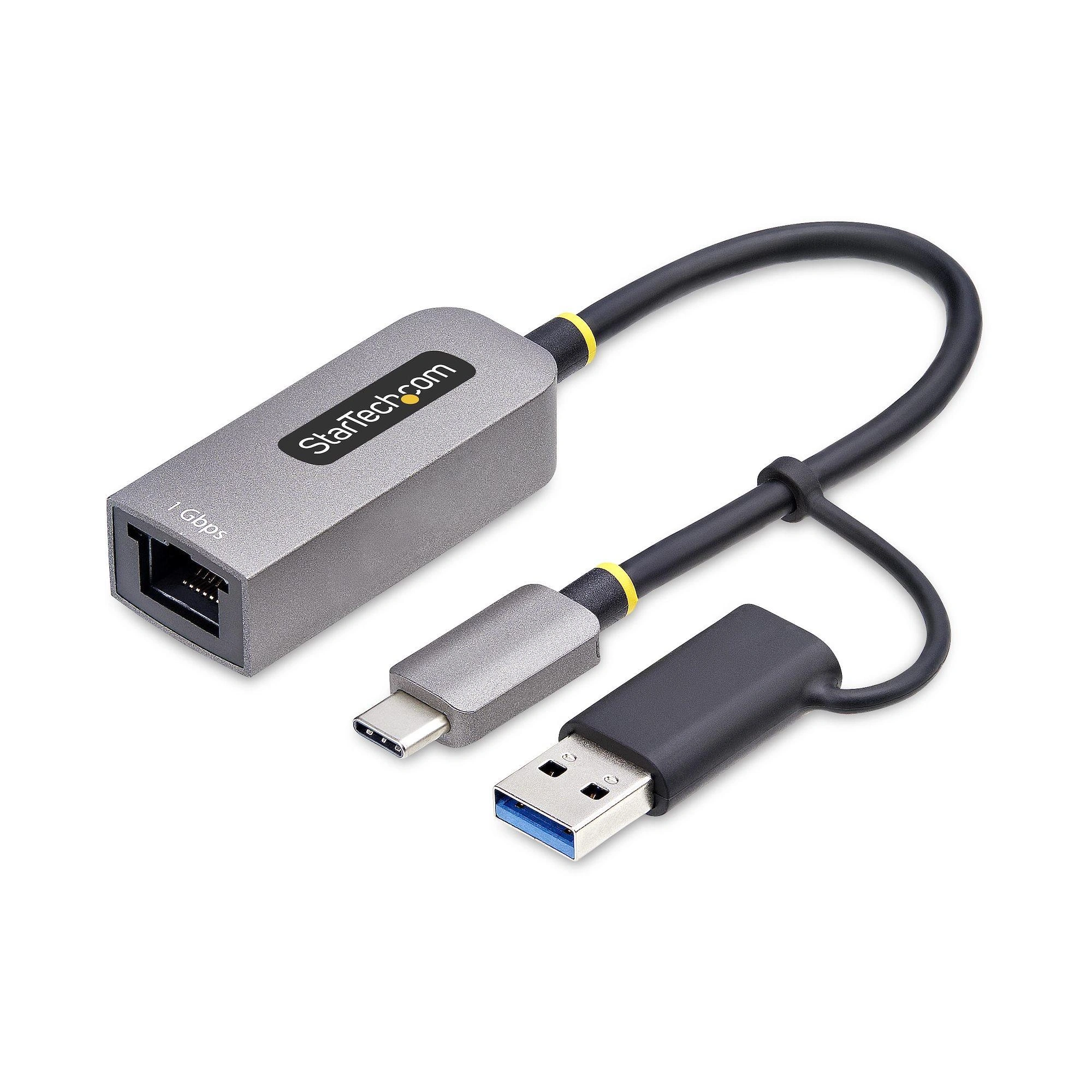 StarTech.com Adaptador USB-C a Ethernet con Dongle USB-A - Adaptador de Red USB Tipo C - Adaptador Ethernet - 10/100/1000Mbps - Adaptador de Red