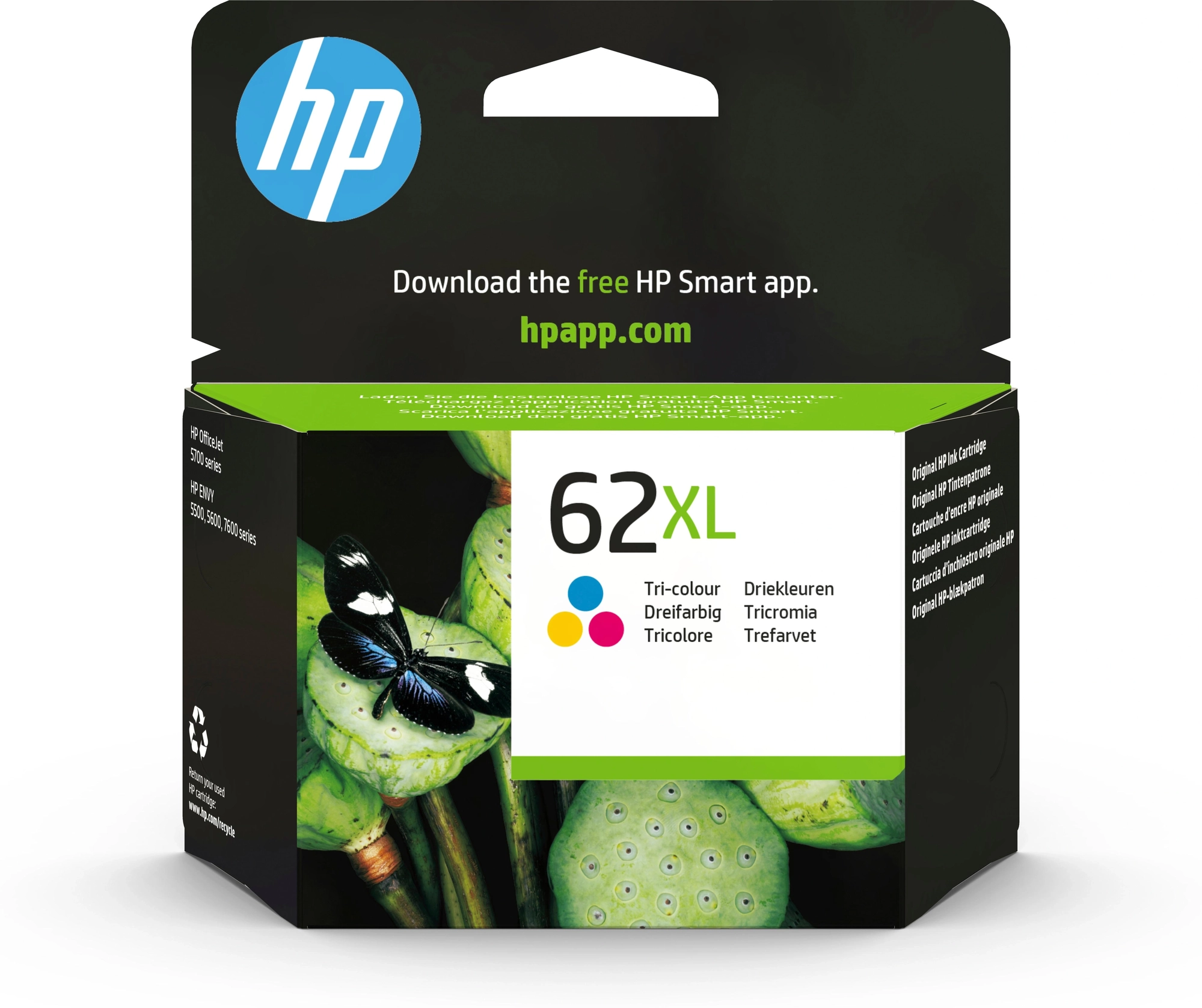 HP Cartucho de tinta original 62XL de alta capacidad tricolor