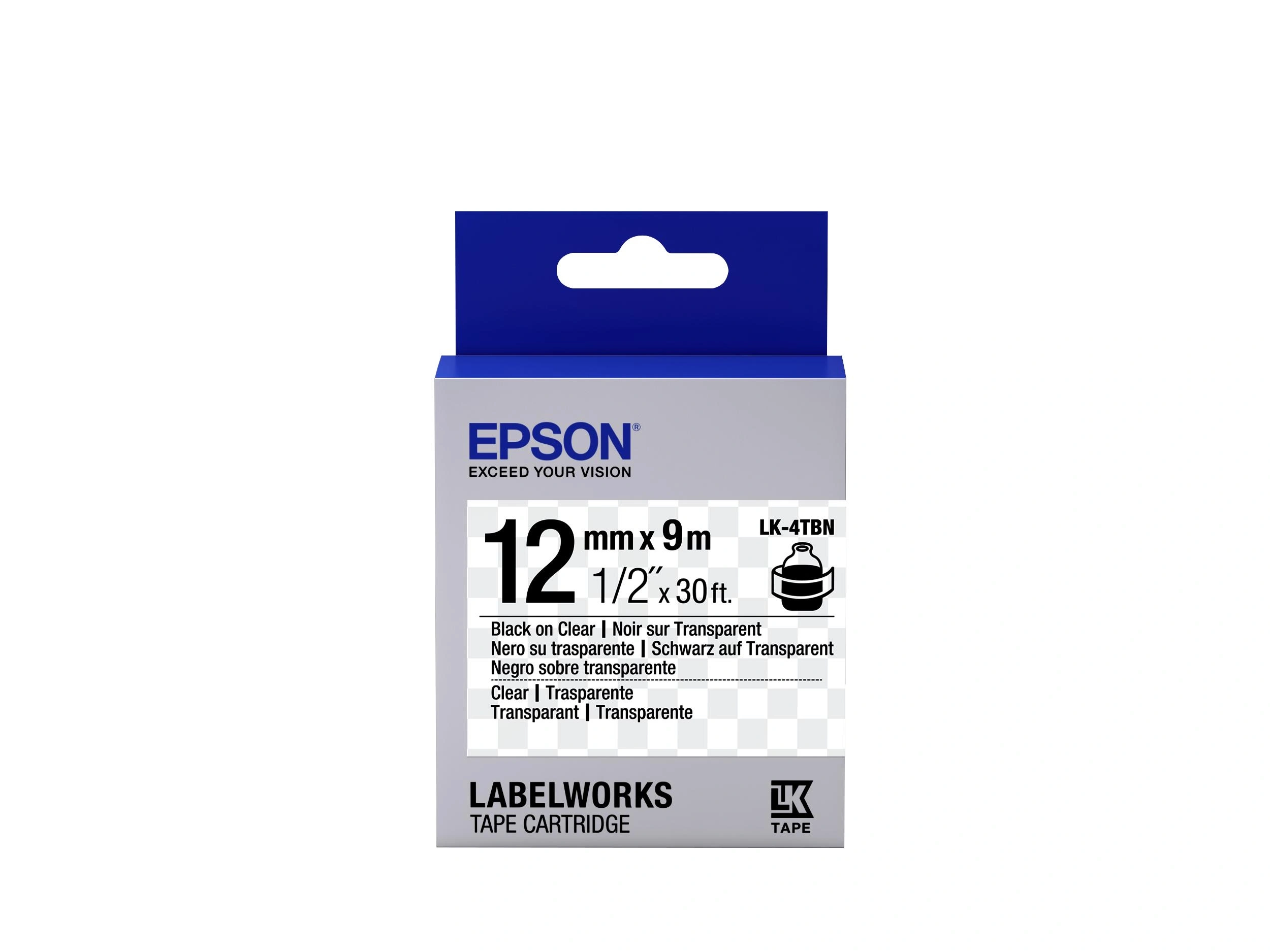 Epson Cinta transparente- LK-4TBN negra transparente/transparente 12/9