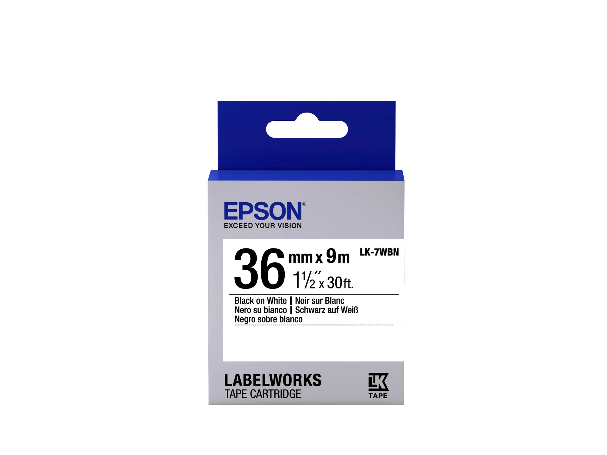Epson Cinta estándar - LK-7WBN estándar negra/blanca 36/9