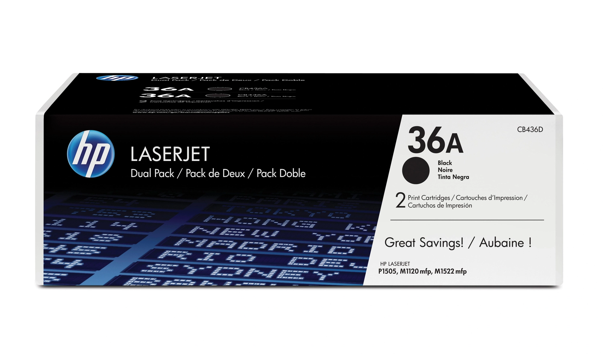 HP Pack de ahorro de 2 cartuchos de tóner original LaserJet 36A negro