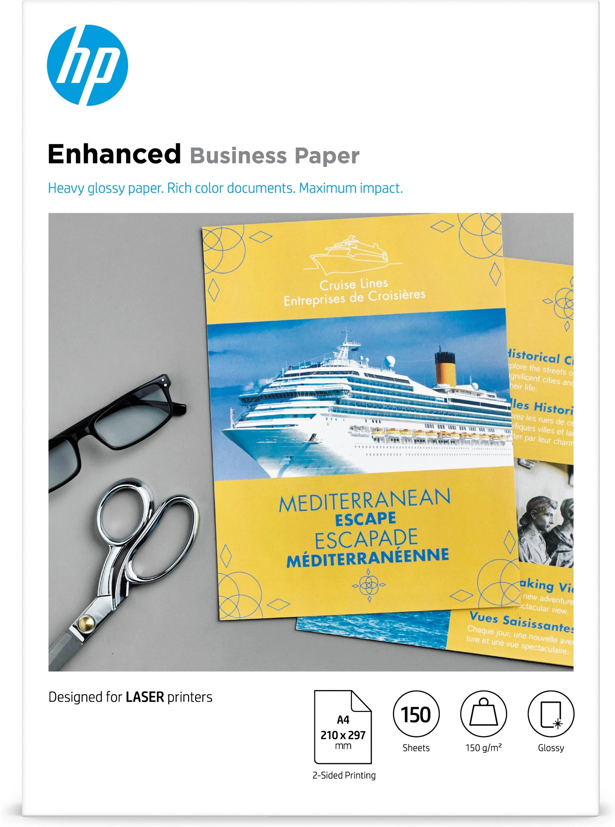 HP Papel láser brillante profesional de 150 g/m²- 150 hojas/A4/210 x 297 mm