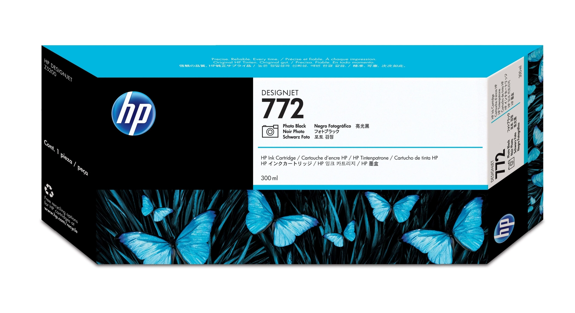 HP Cartucho de tinta DesignJet 772 negro fotográfico de 300 ml