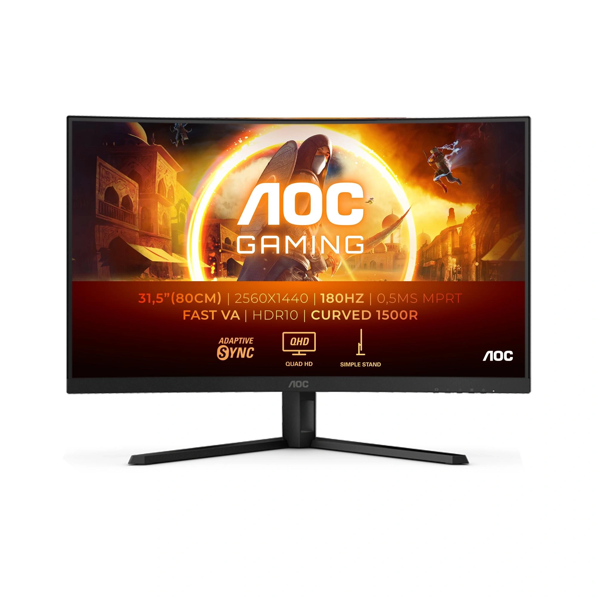 Monitor gaming - AOC CQ32G4VE, 31.5" QHD, 180 Hz, 1 ms GtG, VA, Curvo, Adaptive Sync, HDR10 – imagen 5