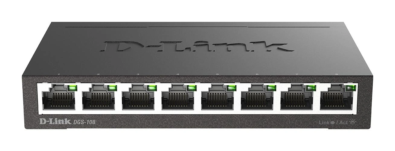 D-Link DGS-108 switch No administrado L2 Gigabit Ethernet (10/100/1000) Escritorio Negro
