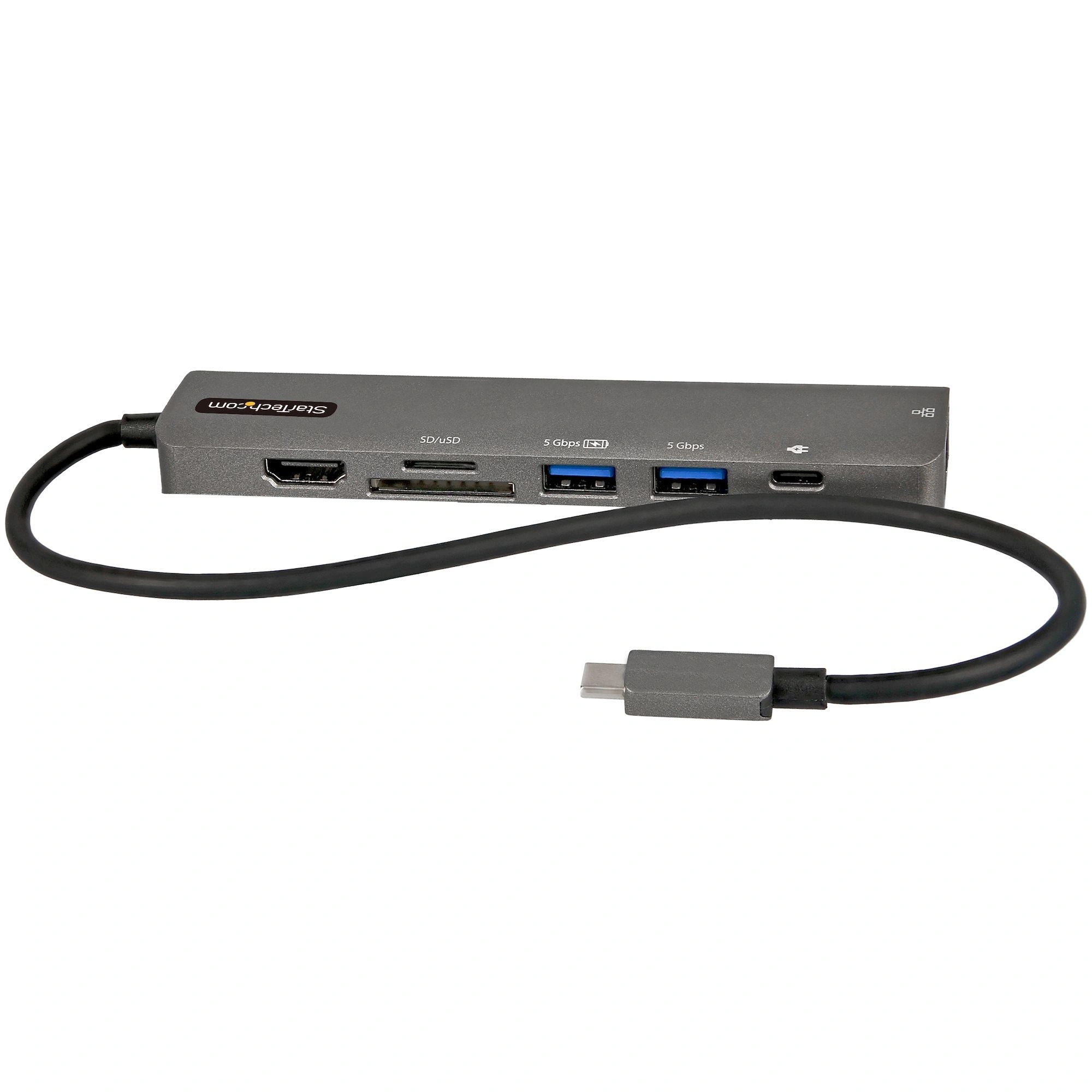 StarTech.com Adaptador Multipuertos USB C - Docking Station USB Tipo C a HDMI 2.0 4K 60Hz - Entrega de Alimentación 100W Pass-through - SD - Micr