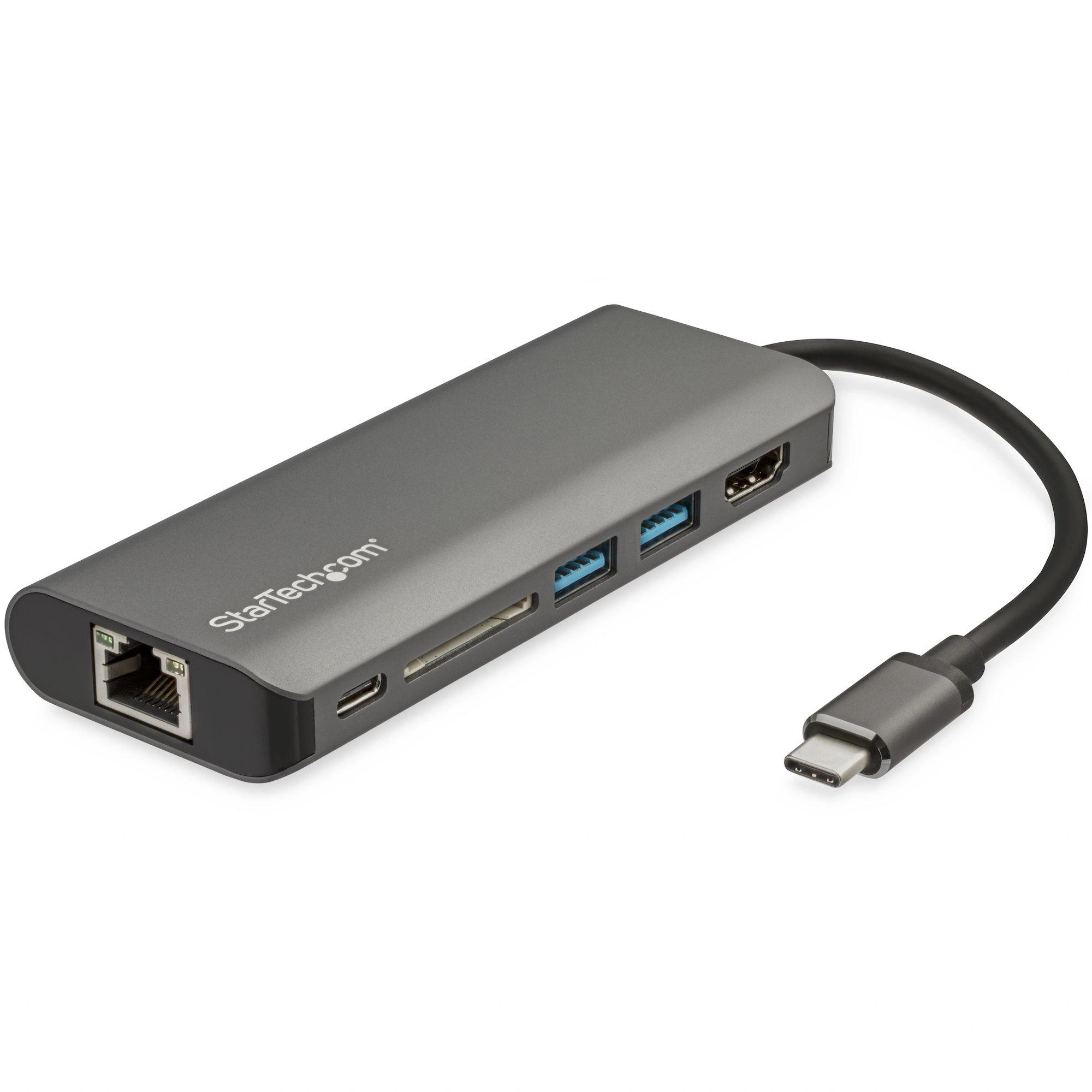 StarTech.com Adaptador Multipuertos USB-C - Docking Station Portátil USB Tipo C a HDMI de 4K - Hub Ladrón USB 3.0 de 2 Puertos - Lector de Tarjet